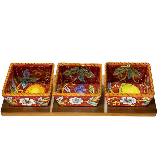 Tabletops Lifestyles Villa Antiqua 4-Piece Hand-Painted Condiment Set - Picture 8 of 8